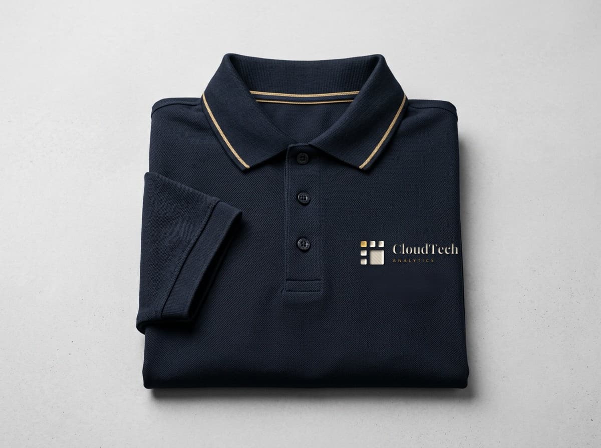 Navy CloudTech Signature Polo with the embroidered CloudTech logo